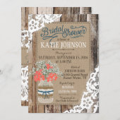Gipskraut Wood Lace Rustikales Brautparty Einladung (Vorne/Hinten)