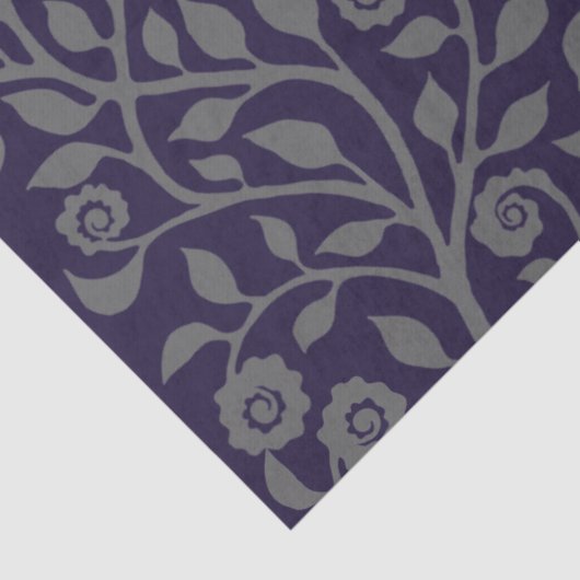 Gipsy-Wirbel Elegantes Blumenmuster Lila & grau Seidenpapier (Detail)