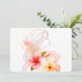 Gir close her eyes whithe red flower einladung (Stehend Vorderseite)