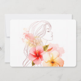 Gir close her eyes whithe red flower einladung