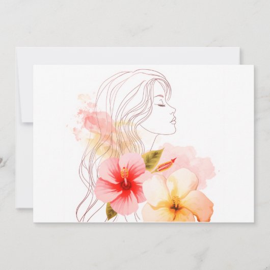 Gir close her eyes whithe red flower einladung (Vorderseite)