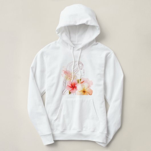 Gir close her eyes whithe red flower hoodie (Design vorne)