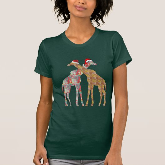giraff pair Weihnachtsmannmütze Weihnachten T - Sh T-Shirt (Vorderseite)