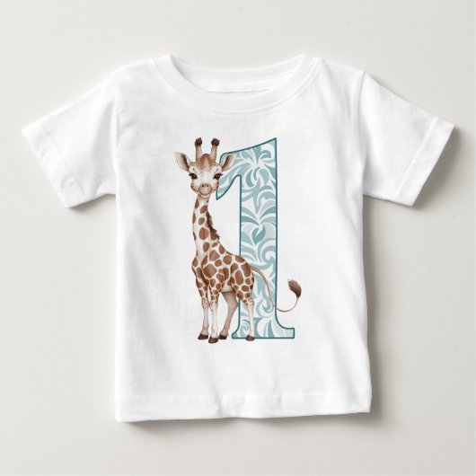 Giraffe 1. Geburtstag Baby T-shirt (Vorderseite)