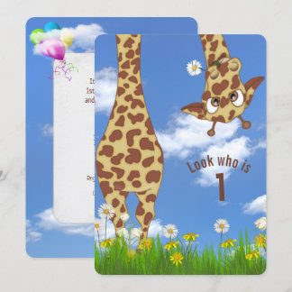 Giraffe 1. Geburtstags-Party Einladung