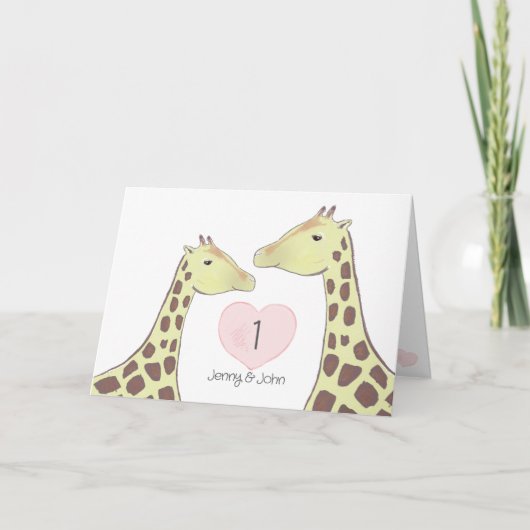 Giraffe 1. Hochzeitstag Karte (Vorderseite)
