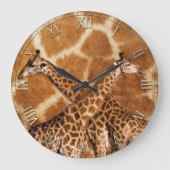 Giraffe 1A und Zahlenoptionen Große Wanduhr (Vorderseite)