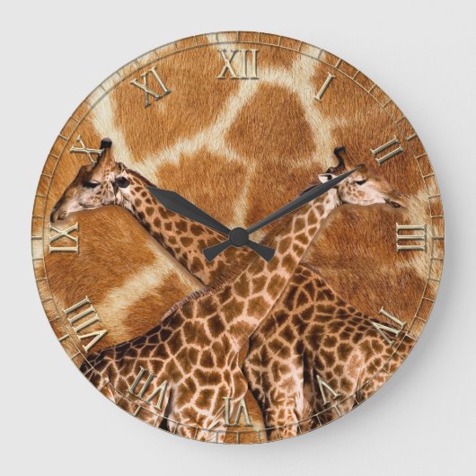 Giraffe 1A und Zahlenoptionen Große Wanduhr (Vorderseite)