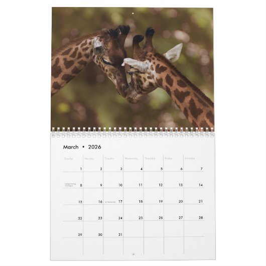 Giraffe 2025 kalender (Mär 2026)