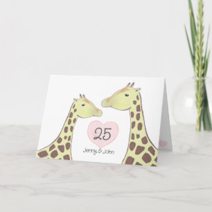Giraffe 25. Silver Wedding Anniversary Karte