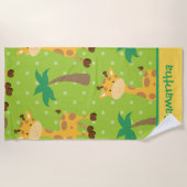 Giraffe Abenteuer mit Palmen Strandtuch (Vorderseite)