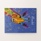 Giraffe Abstrakte Tiere Wild Niedliche Art Regenbo Puzzle (Horizontal)