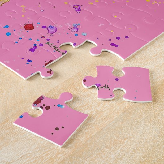 Giraffe Abstrakte Tiere Wild Niedliche Art Regenbo Puzzle (Seite)