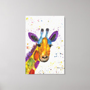 Giraffe Abstrakte Tiere Wilde Süße Kunst Regenboge Leinwanddruck