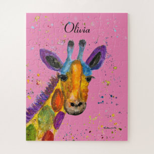 Giraffe Abstrakte Tiere Wilde Süße Kunst Regenboge Puzzle