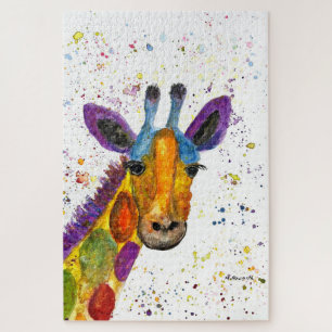 Giraffe Abstrakte Tiere Wilde Süße Kunst Regenboge Puzzle