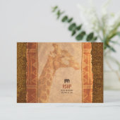 Giraffe African Safari Wedding RSVP Replik Card (Stehend Vorderseite)
