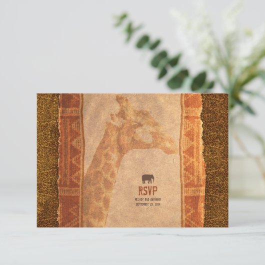 Giraffe African Safari Wedding RSVP Replik Card (Stehend Vorderseite)