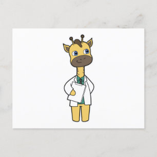 Giraffe als Arzt mit Notizblock Postkarte