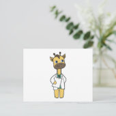 Giraffe als Arzt mit Notizblock Postkarte (Stehend Vorderseite)