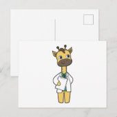 Giraffe als Arzt mit Notizblock Postkarte (Vorne/Hinten)
