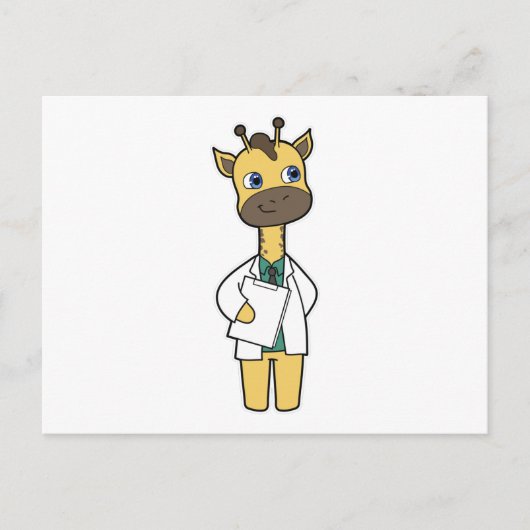 Giraffe als Arzt mit Notizblock Postkarte (Vorderseite)