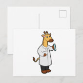 Giraffe als Arzt mit Reagenzglas Postkarte (Vorne/Hinten)