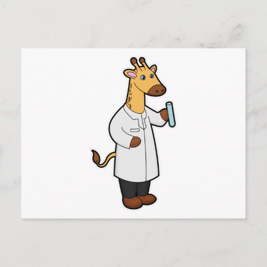 Giraffe als Arzt mit Reagenzglas Postkarte (Vorderseite)