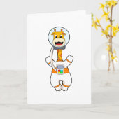 Giraffe als Astronaut in Kostüm Karte (Gelbe Blume)
