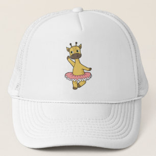 Giraffe als Ballerina im Ballett mit Rock Truckerkappe