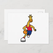 Giraffe als Basketballspieler mit Basketball Postkarte (Vorne/Hinten)