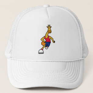 Giraffe als Basketballspieler mit Basketball Truckerkappe