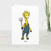 Giraffe als Bauer mit Heugabel Karte (Rückseite)