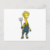 Giraffe als Bauer mit Pitchfork Postkarte (Vorderseite)