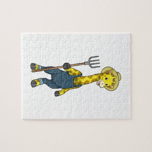 Giraffe als Bauer mit Pitchfork Puzzle (Horizontal)