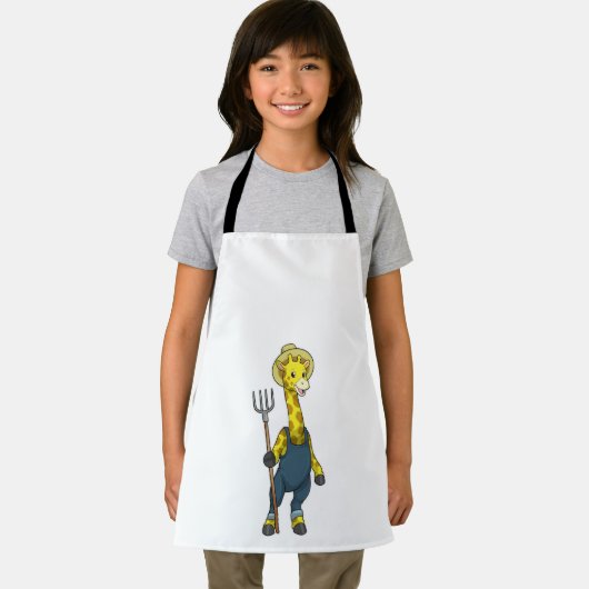 Giraffe als Bauer mit Pitchfork Schürze (Insitu)