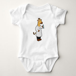 Giraffe als Doctor mit Testrohr Baby Strampler