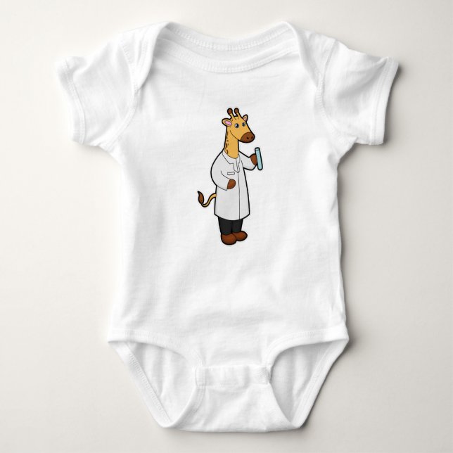 Giraffe als Doctor mit Testrohr Baby Strampler (Vorderseite)