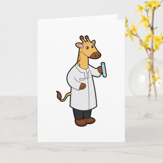 Giraffe als Doctor mit Testrohr Karte (Gelbe Blume)