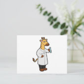 Giraffe als Doctor mit Testrohr Postkarte (Stehend Vorderseite)