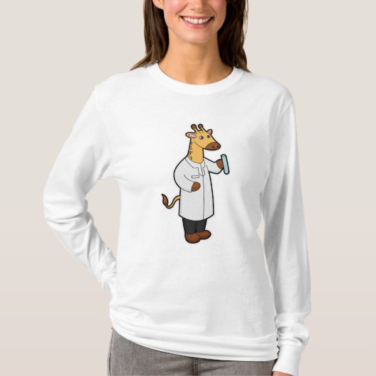 Giraffe als Doctor mit Testrohr T-Shirt (Vorderseite)
