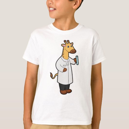 Giraffe als Doctor mit Testrohr T-Shirt (Vorderseite)