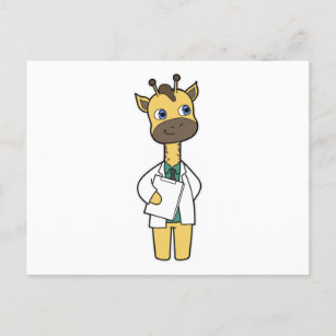 Giraffe als Doktor mit Notepad Postkarte