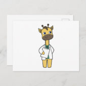 Giraffe als Doktor mit Notepad Postkarte (Vorne/Hinten)