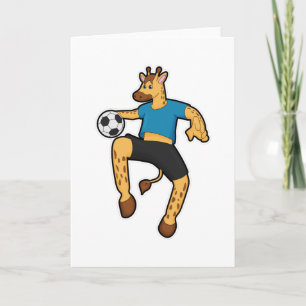 Giraffe als Fußballspieler mit Fußball Karte