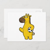 Giraffe als Fußballspieler mit Fußball Postkarte (Vorne/Hinten)