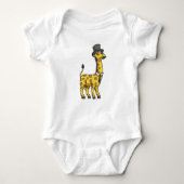 Giraffe als Gentleman mit Hut, Krawatte und Mustac Baby Strampler (Vorderseite)