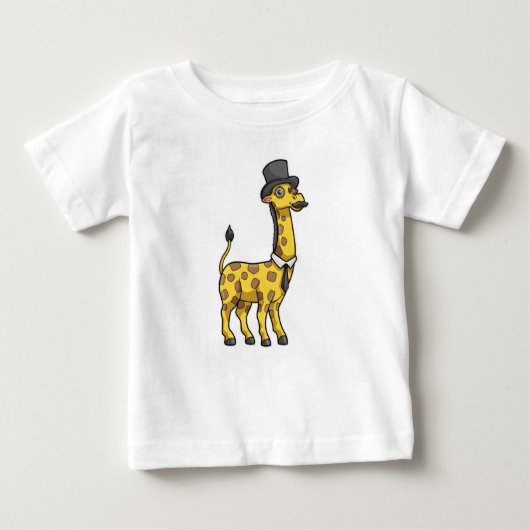 Giraffe als Gentleman mit Hut, Krawatte und Mustac Baby T-shirt (Vorderseite)