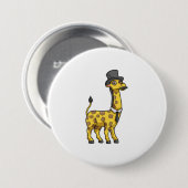 Giraffe als Gentleman mit Hut, Krawatte und Mustac Button (Vorne & Hinten)