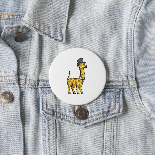 Giraffe als Gentleman mit Hut, Krawatte und Mustac Button (Beispiel)